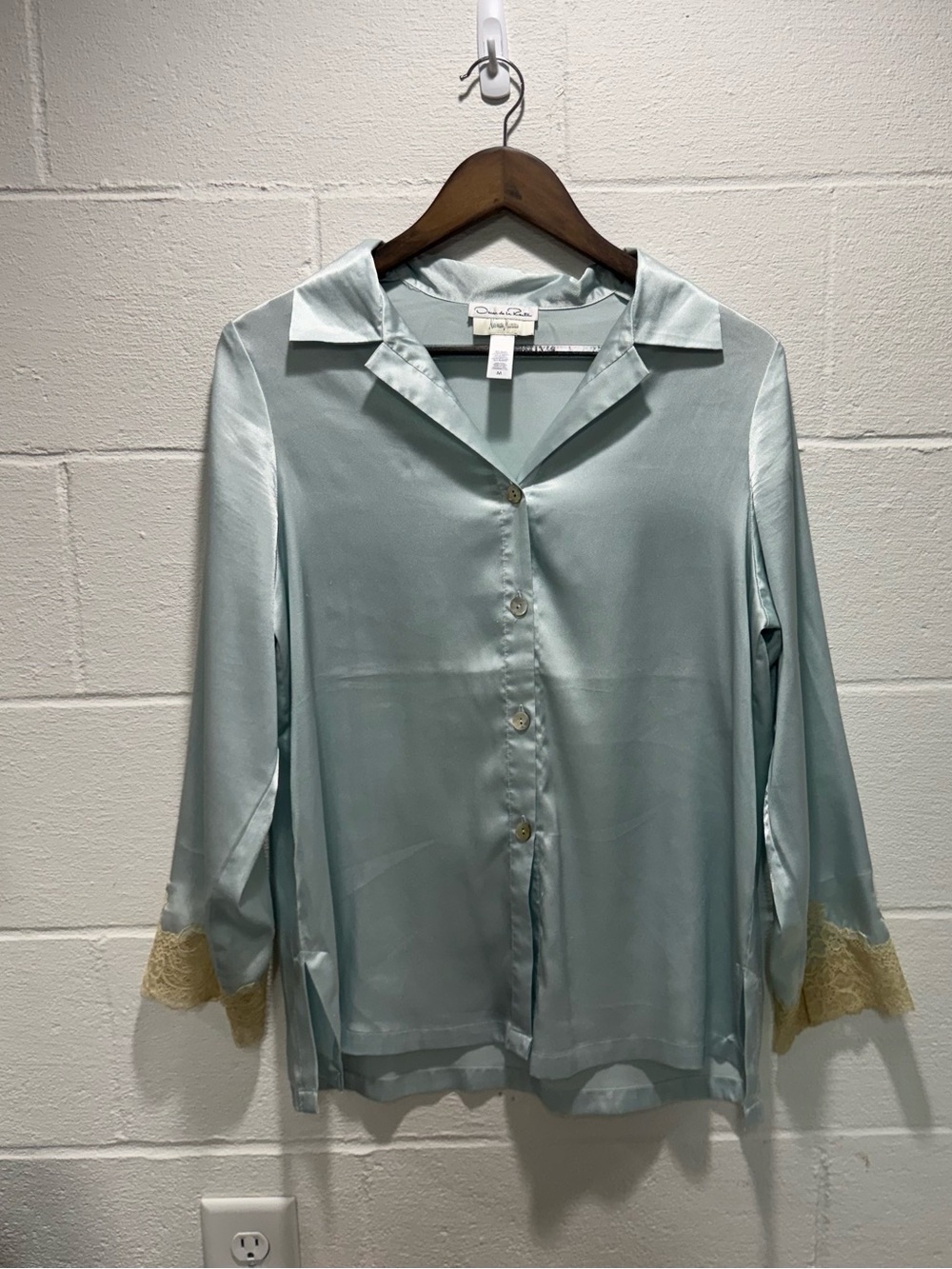 Vintage Oscar de la Renta Neiman Marcus Satin Pajama Set M lounge set